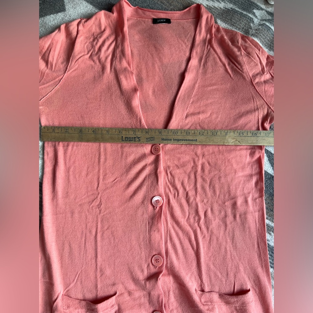 J. Crew Fine Cotton Long Cardigan Sweater Coral 
Size Small - Picture 2 of 3